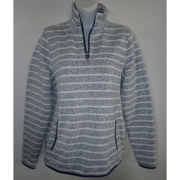 Thread + Supply Anthropologie 1/4 Zip Striped Pullover Sweater Women's L Blue - Picture 4 of 6